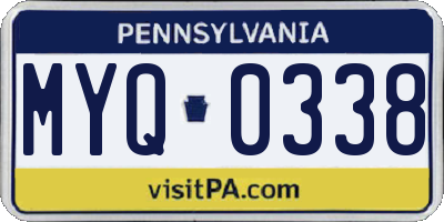PA license plate MYQ0338