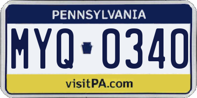 PA license plate MYQ0340