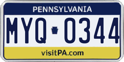 PA license plate MYQ0344
