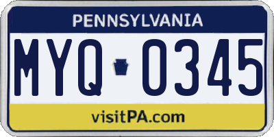 PA license plate MYQ0345