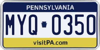 PA license plate MYQ0350