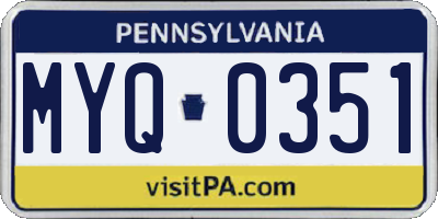 PA license plate MYQ0351