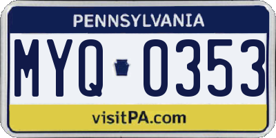 PA license plate MYQ0353