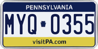 PA license plate MYQ0355
