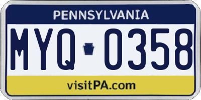 PA license plate MYQ0358