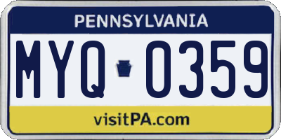 PA license plate MYQ0359