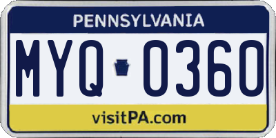 PA license plate MYQ0360