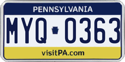 PA license plate MYQ0363