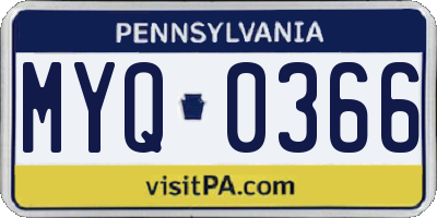 PA license plate MYQ0366