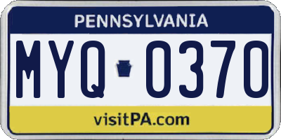 PA license plate MYQ0370