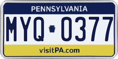 PA license plate MYQ0377