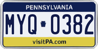 PA license plate MYQ0382