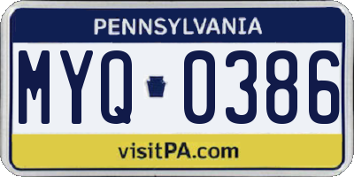 PA license plate MYQ0386