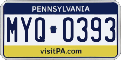 PA license plate MYQ0393