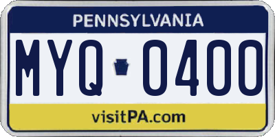 PA license plate MYQ0400