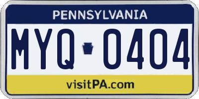 PA license plate MYQ0404
