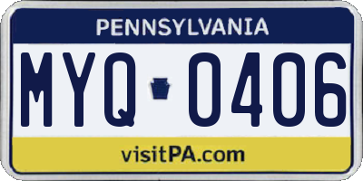 PA license plate MYQ0406