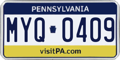 PA license plate MYQ0409