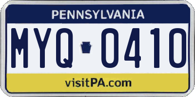 PA license plate MYQ0410