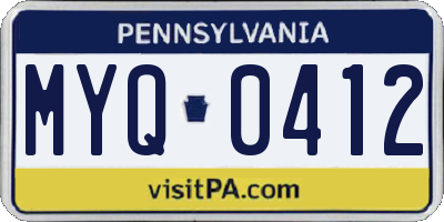 PA license plate MYQ0412