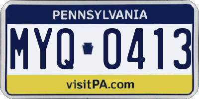 PA license plate MYQ0413