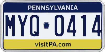 PA license plate MYQ0414