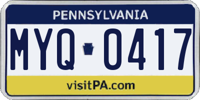 PA license plate MYQ0417