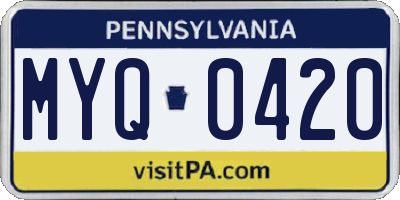 PA license plate MYQ0420