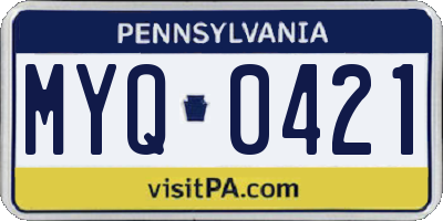 PA license plate MYQ0421