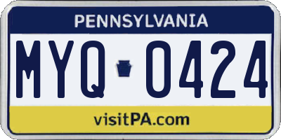 PA license plate MYQ0424