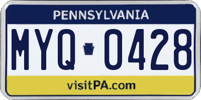 PA license plate MYQ0428