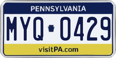 PA license plate MYQ0429