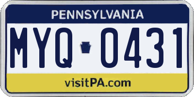 PA license plate MYQ0431