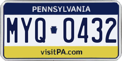 PA license plate MYQ0432