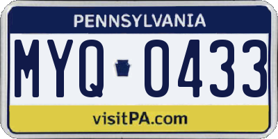 PA license plate MYQ0433