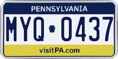 PA license plate MYQ0437