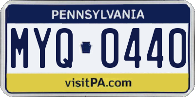 PA license plate MYQ0440