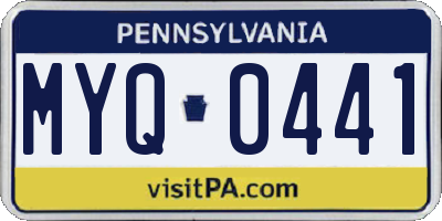 PA license plate MYQ0441