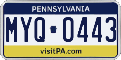 PA license plate MYQ0443