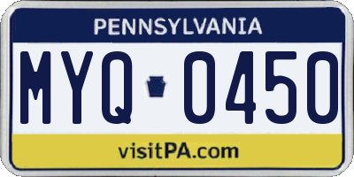 PA license plate MYQ0450
