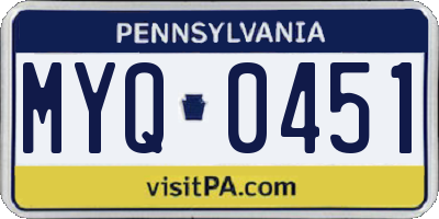 PA license plate MYQ0451