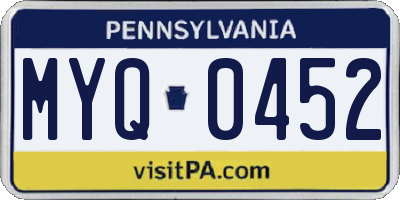 PA license plate MYQ0452