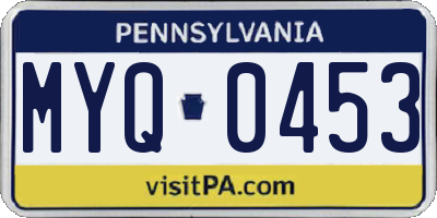 PA license plate MYQ0453