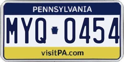 PA license plate MYQ0454