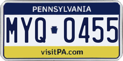 PA license plate MYQ0455