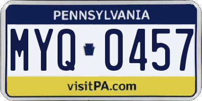 PA license plate MYQ0457