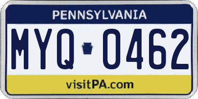 PA license plate MYQ0462