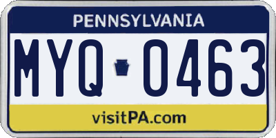 PA license plate MYQ0463