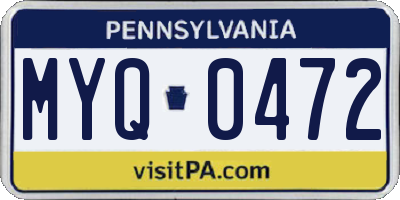 PA license plate MYQ0472