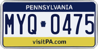 PA license plate MYQ0475
